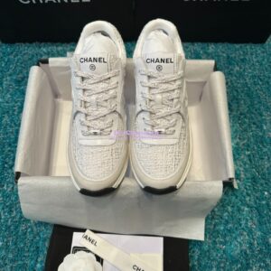 Replica Chanel Trainer Cotton Tweed, Suede Calfskin & Calfskin G38299 White 2