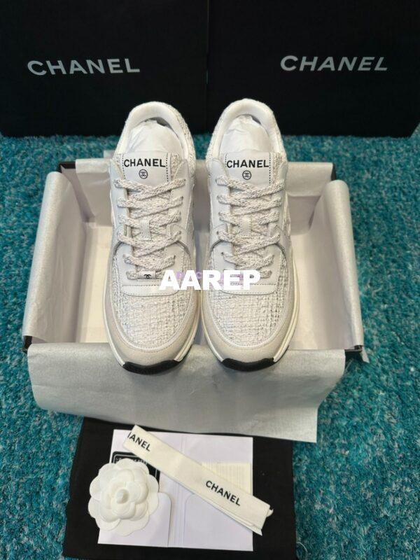Replica Chanel Trainer Cotton Tweed, Suede Calfskin & Calfskin G38299 White 2