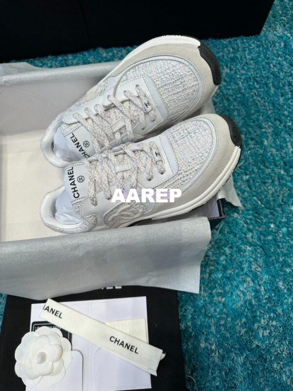 Replica Chanel Trainer Cotton Tweed, Suede Calfskin & Calfskin G38299 White 3