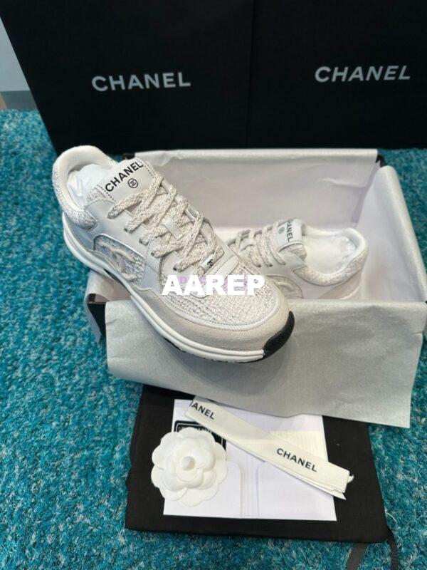 Replica Chanel Trainer Cotton Tweed, Suede Calfskin & Calfskin G38299 White 4