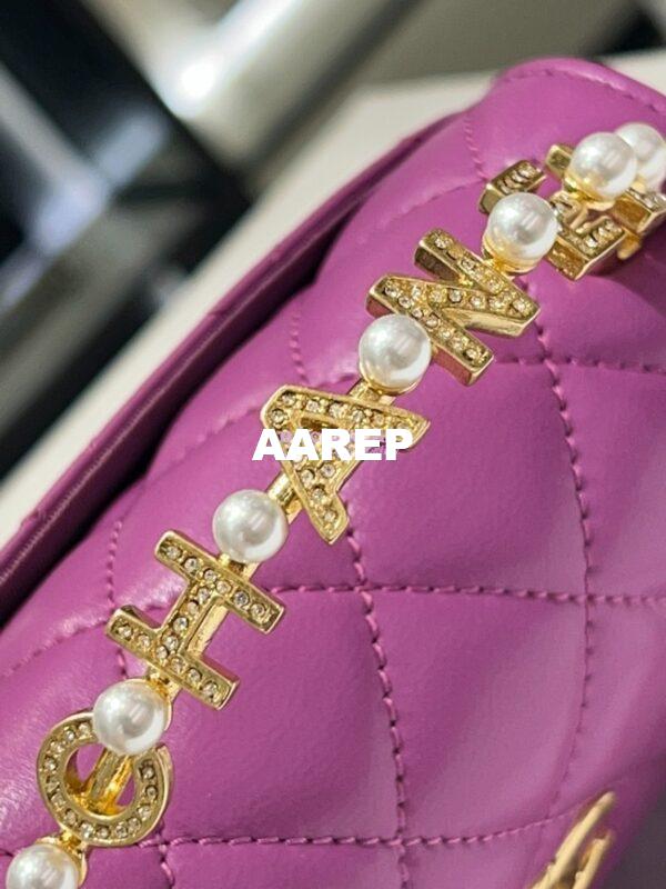 Replica Chanel Lambskin Clutch With Chain with Imitation Pearls & Enamel AP3513 Purple 8
