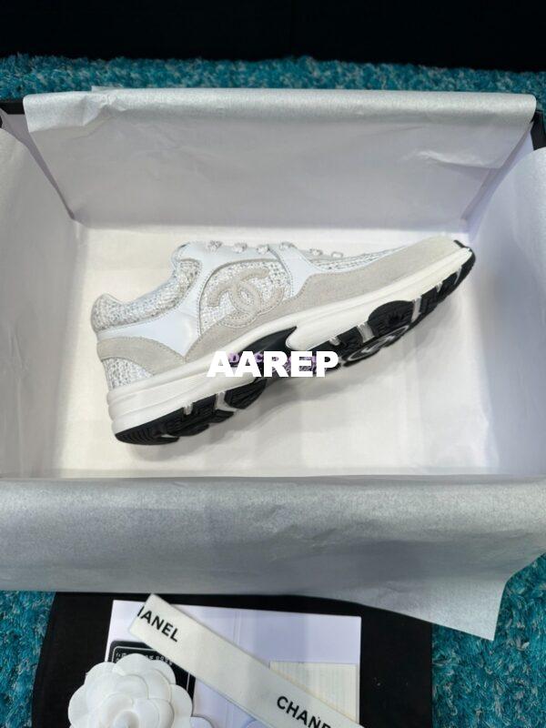 Replica Chanel Trainer Cotton Tweed, Suede Calfskin & Calfskin G38299 White 5
