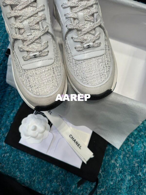 Replica Chanel Trainer Cotton Tweed, Suede Calfskin & Calfskin G38299 White 7