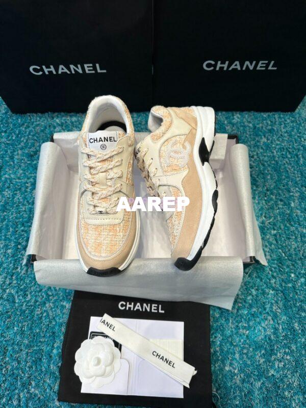 Replica Chanel Trainer Cotton Tweed, Suede Calfskin & Calfskin G38299 Orange