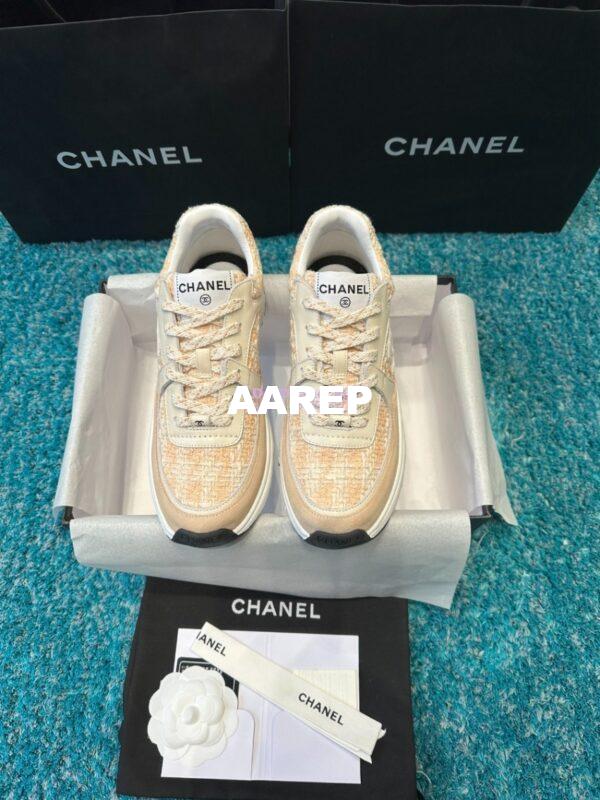 Replica Chanel Trainer Cotton Tweed, Suede Calfskin & Calfskin G38299 Orange 2