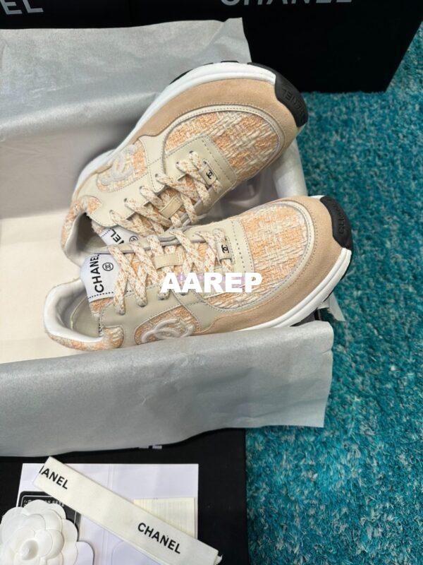 Replica Chanel Trainer Cotton Tweed, Suede Calfskin & Calfskin G38299 Orange 3