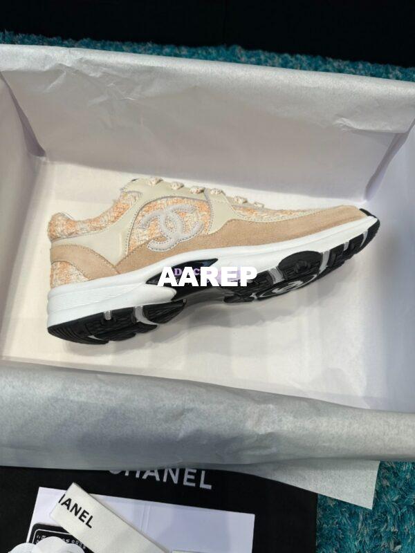 Replica Chanel Trainer Cotton Tweed, Suede Calfskin & Calfskin G38299 Orange 4