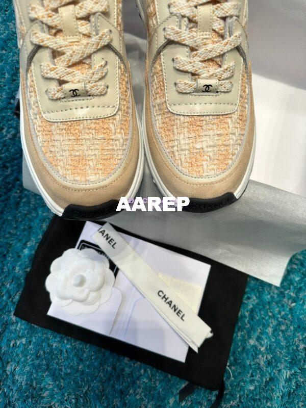 Replica Chanel Trainer Cotton Tweed, Suede Calfskin & Calfskin G38299 Orange 5