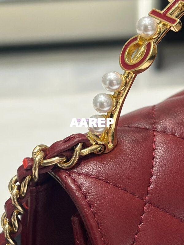 Replica Chanel Lambskin Clutch With Chain with Imitation Pearls & Enamel AP3513 Burgundy 10