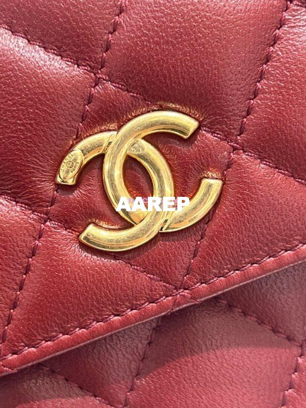Replica Chanel Lambskin Clutch With Chain with Imitation Pearls & Enamel AP3513 Burgundy 11