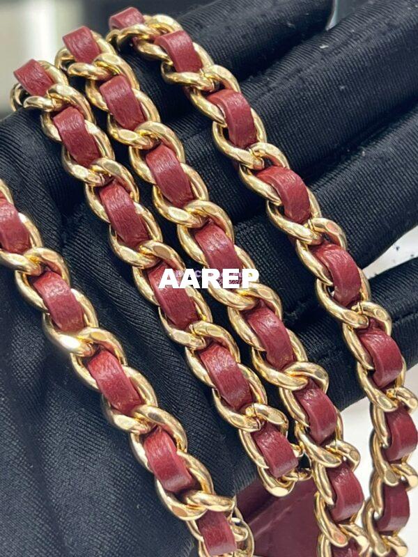 Replica Chanel Lambskin Clutch With Chain with Imitation Pearls & Enamel AP3513 Burgundy 12