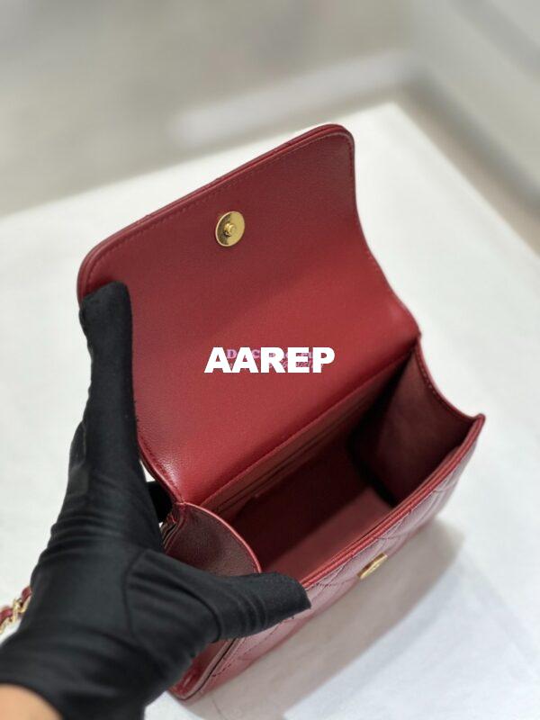 Replica Chanel Lambskin Clutch With Chain with Imitation Pearls & Enamel AP3513 Burgundy 14