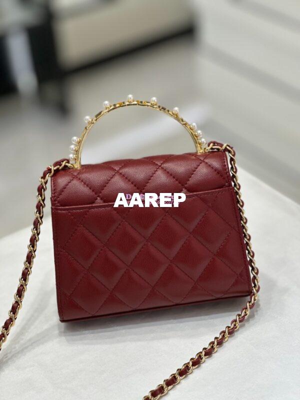 Replica Chanel Lambskin Clutch With Chain with Imitation Pearls & Enamel AP3513 Burgundy 16