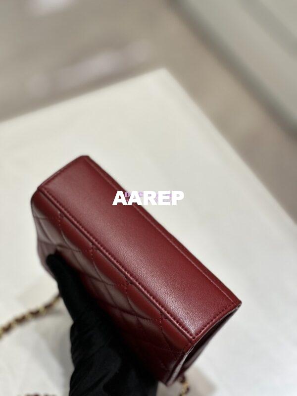 Replica Chanel Lambskin Clutch With Chain with Imitation Pearls & Enamel AP3513 Burgundy 17