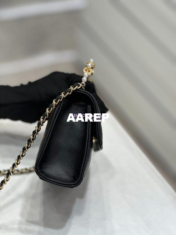 Replica Chanel Lambskin Clutch With Chain with Imitation Pearls & Enamel AP3513 Black 6