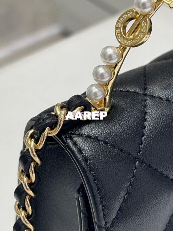 Replica Chanel Lambskin Clutch With Chain with Imitation Pearls & Enamel AP3513 Black 8