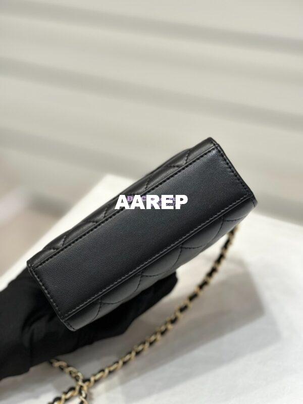 Replica Chanel Lambskin Clutch With Chain with Imitation Pearls & Enamel AP3513 Black 17