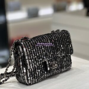 Replica Chanel Small Flap Bag Sequins AS3820 Black 2