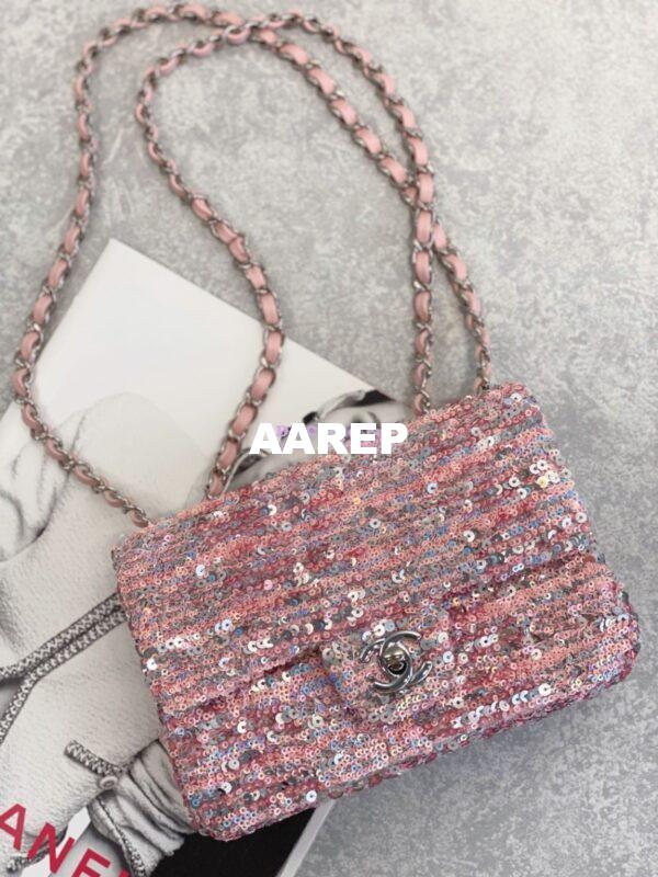 Replica Chanel Small Flap Bag Sequins AS3820 Pink 4
