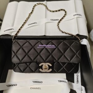 Replica Chanel 23P Velvet & Lambskin Clutch with Chain AS3791 Black (Limited Edition)