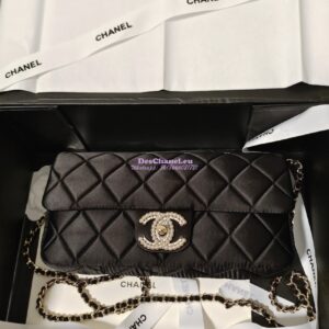 Replica Chanel 23P Velvet & Lambskin Clutch with Chain AS3791 Black (Limited Edition) 2