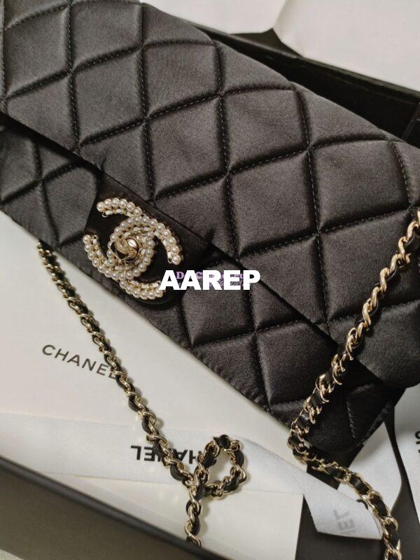 Replica Chanel 23P Velvet & Lambskin Clutch with Chain AS3791 Black (Limited Edition) 7