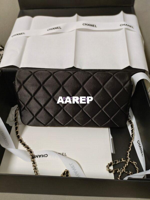 Replica Chanel 23P Velvet & Lambskin Clutch with Chain AS3791 Black (Limited Edition) 11