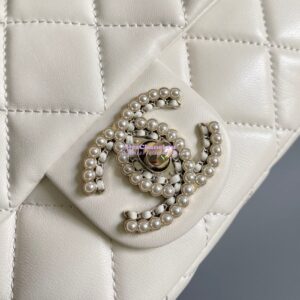 Replica Chanel 23P Lambskin Clutch with Chain AS3791 white (Limited Edition) 2