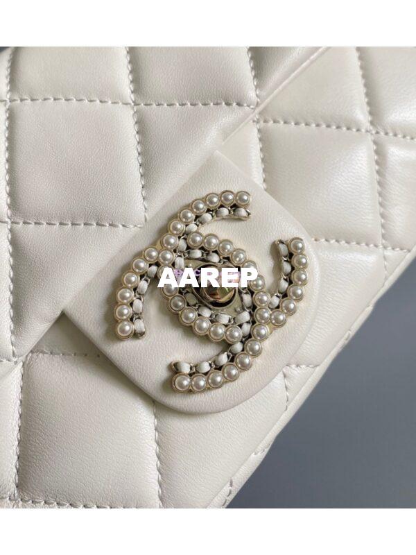 Replica Chanel 23P Lambskin Clutch with Chain AS3791 white (Limited Edition) 2