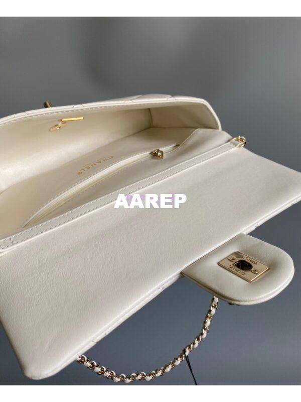 Replica Chanel 23P Lambskin Clutch with Chain AS3791 white (Limited Edition) 6