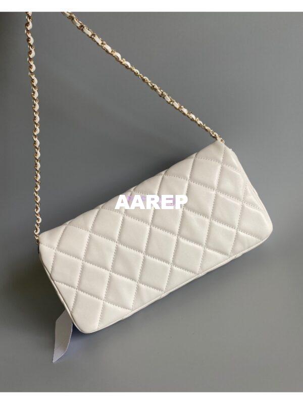 Replica Chanel 23P Lambskin Clutch with Chain AS3791 white (Limited Edition) 9