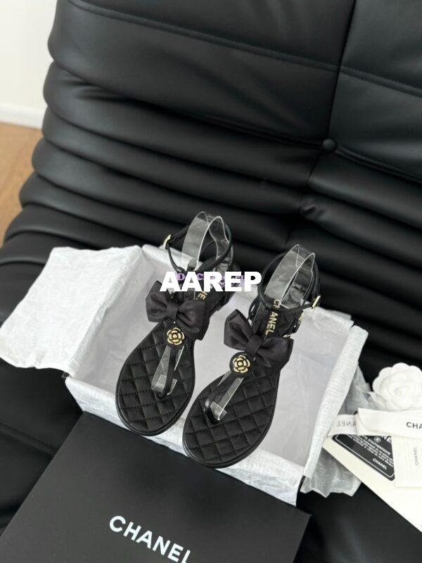 Replica Chanel 24C Quilted Lambskin & Grossgrain Sandals G45535 3