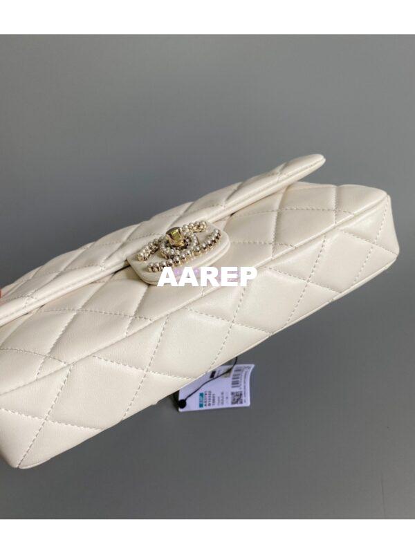 Replica Chanel 23P Lambskin Clutch with Chain AS3791 white (Limited Edition) 10