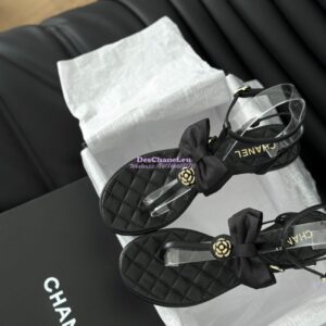 Replica Chanel 24C Quilted Lambskin & Grossgrain Sandals G45535 2
