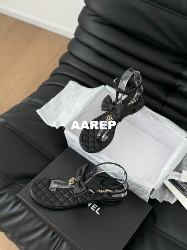Replica Chanel 24C Quilted Lambskin & Grossgrain Sandals G45535 9