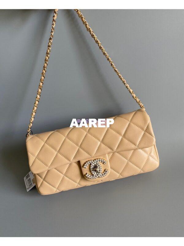 Replica Chanel 23P Lambskin Clutch with Chain AS3791 Beige (Limited Edition) 3