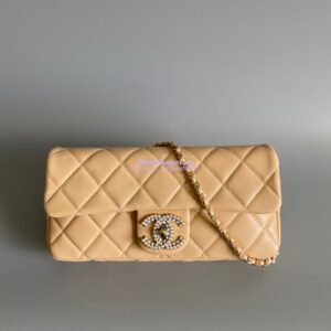 Replica Chanel 23P Lambskin Clutch with Chain AS3791 Beige (Limited Edition) 2