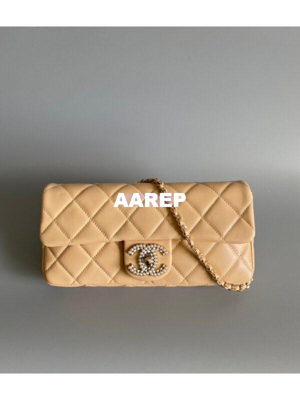 Replica Chanel 23P Lambskin Clutch with Chain AS3791 Beige (Limited Edition) 4