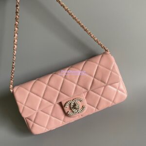 Replica Chanel 23P Lambskin Clutch with Chain AS3791 light pink (Limited Edition)