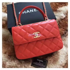 Replica Chanel Small Trendy CC A92236 Red Flap Bag With Metal Plate