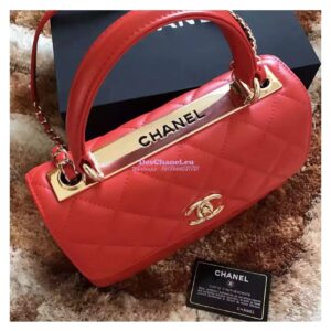Replica Chanel Small Trendy CC A92236 Red Flap Bag With Metal Plate 2