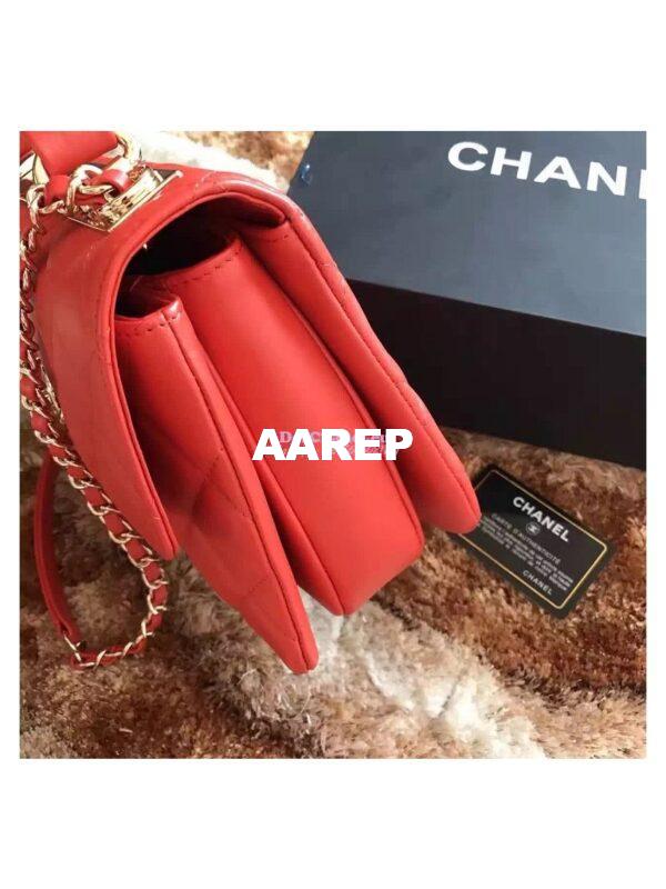 Replica Chanel Small Trendy CC A92236 Red Flap Bag With Metal Plate 4