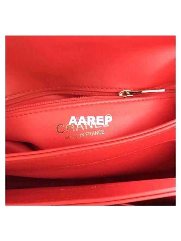 Replica Chanel Small Trendy CC A92236 Red Flap Bag With Metal Plate 5