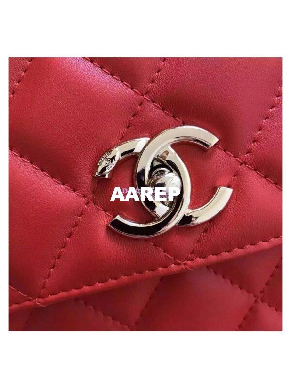 Replica Chanel Small Trendy CC A92236 Red Flap Bag With Metal Plate 6