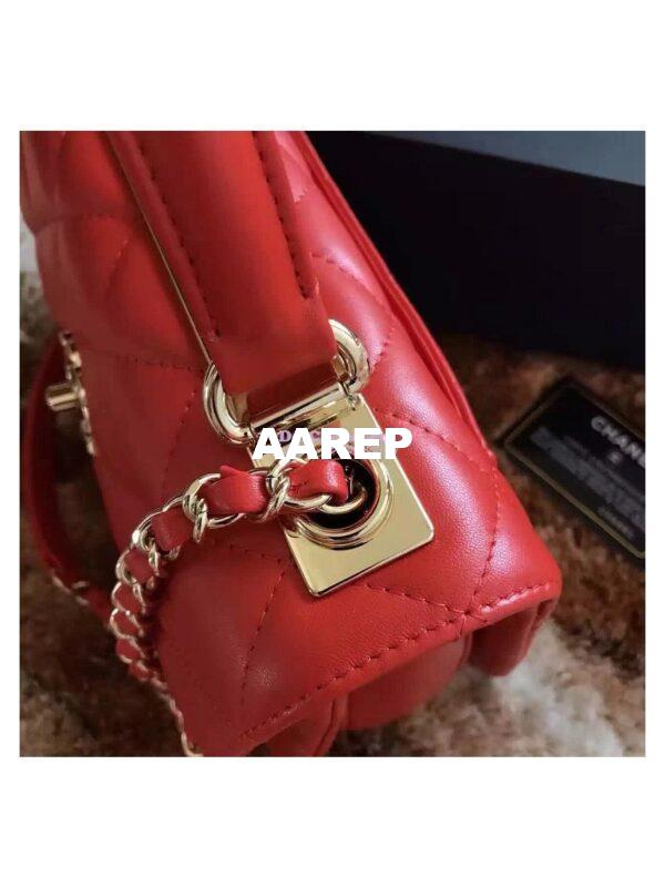 Replica Chanel Small Trendy CC A92236 Red Flap Bag With Metal Plate 7