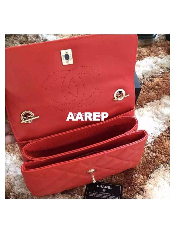 Replica Chanel Small Trendy CC A92236 Red Flap Bag With Metal Plate 8