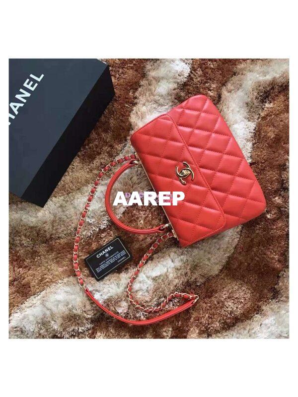 Replica Chanel Small Trendy CC A92236 Red Flap Bag With Metal Plate 9
