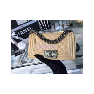 Replica Chanel Le boy Caviar 20cm Beige Bag