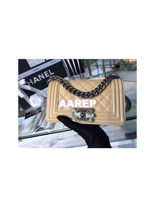 Replica Chanel Le boy Caviar 20cm Beige Bag