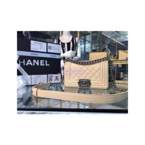 Replica Chanel Le boy Caviar 20cm Beige Bag 2